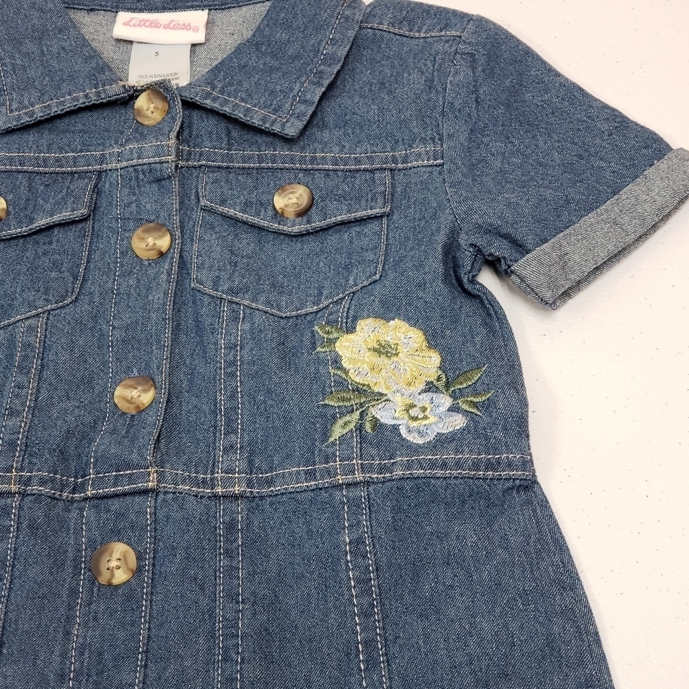 Little Lass Girls Denim Blue Jean Dress Size 5 - Picture 3 of 9
